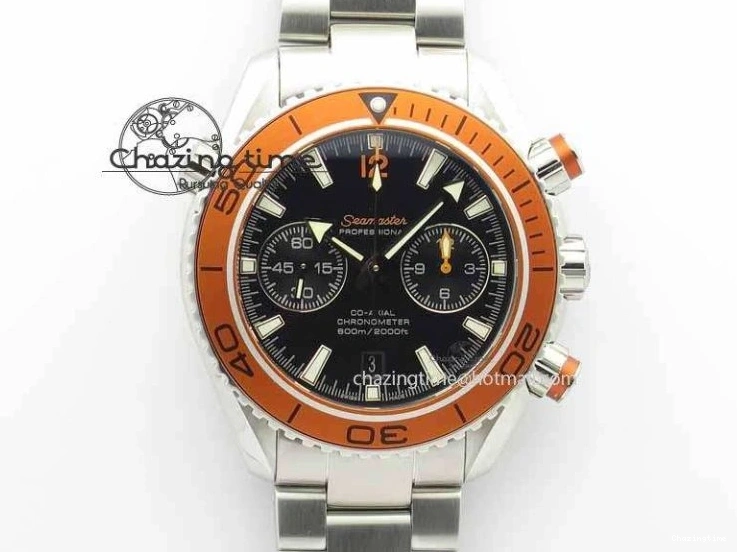 0110 Sophisticated Planet Ocean Master Chronometer Chrono SS OM 1:1 Best Edition Orange On SS Bracelet A 8156
